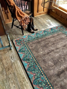 Chocolate & Turquoise Western Rugs sectional couch, U-shape sofa