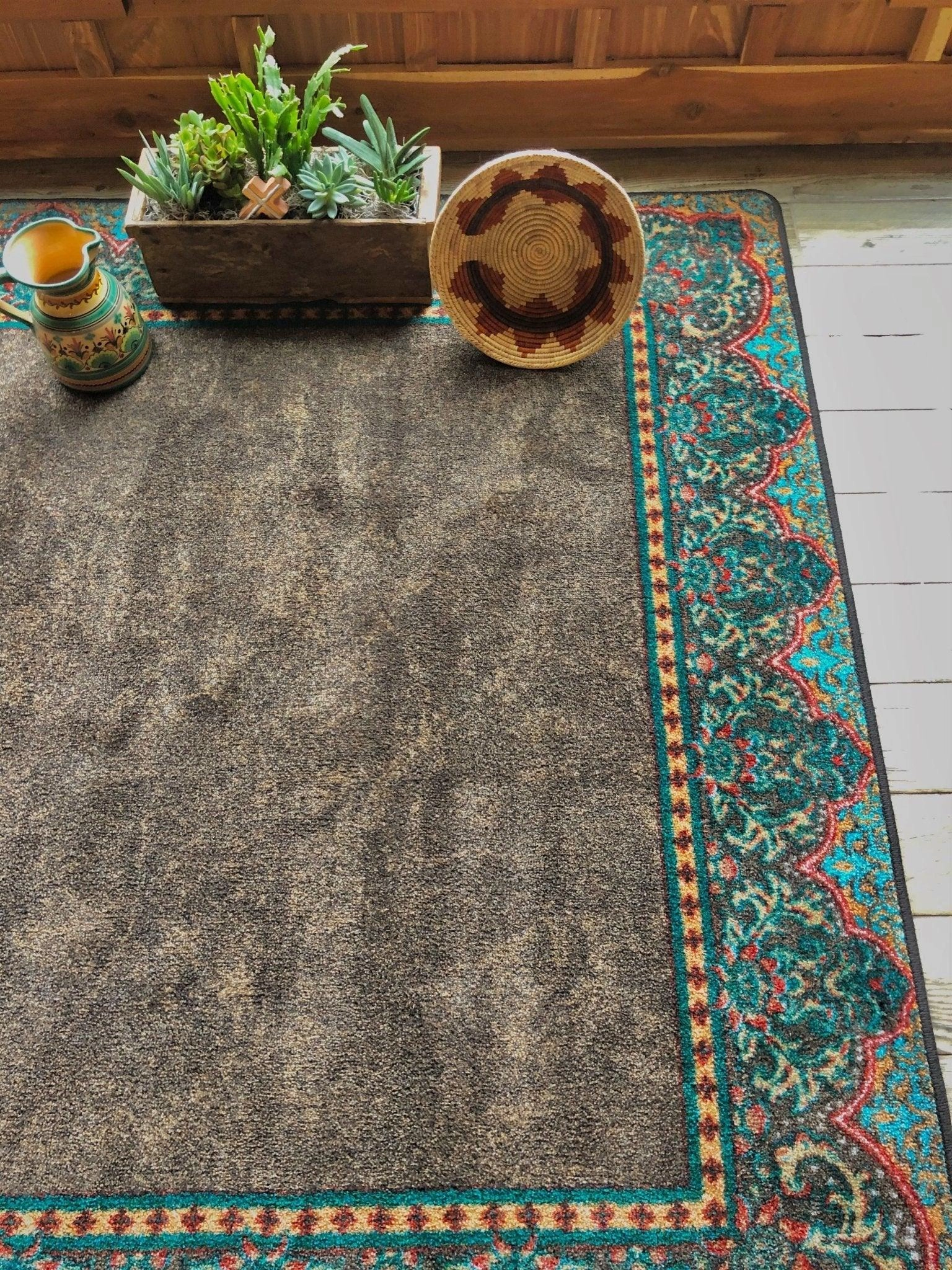 Chocolate & Turquoise Western Rugs