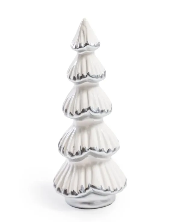 Classic Style White & Silver Ceramic Christmas Tree