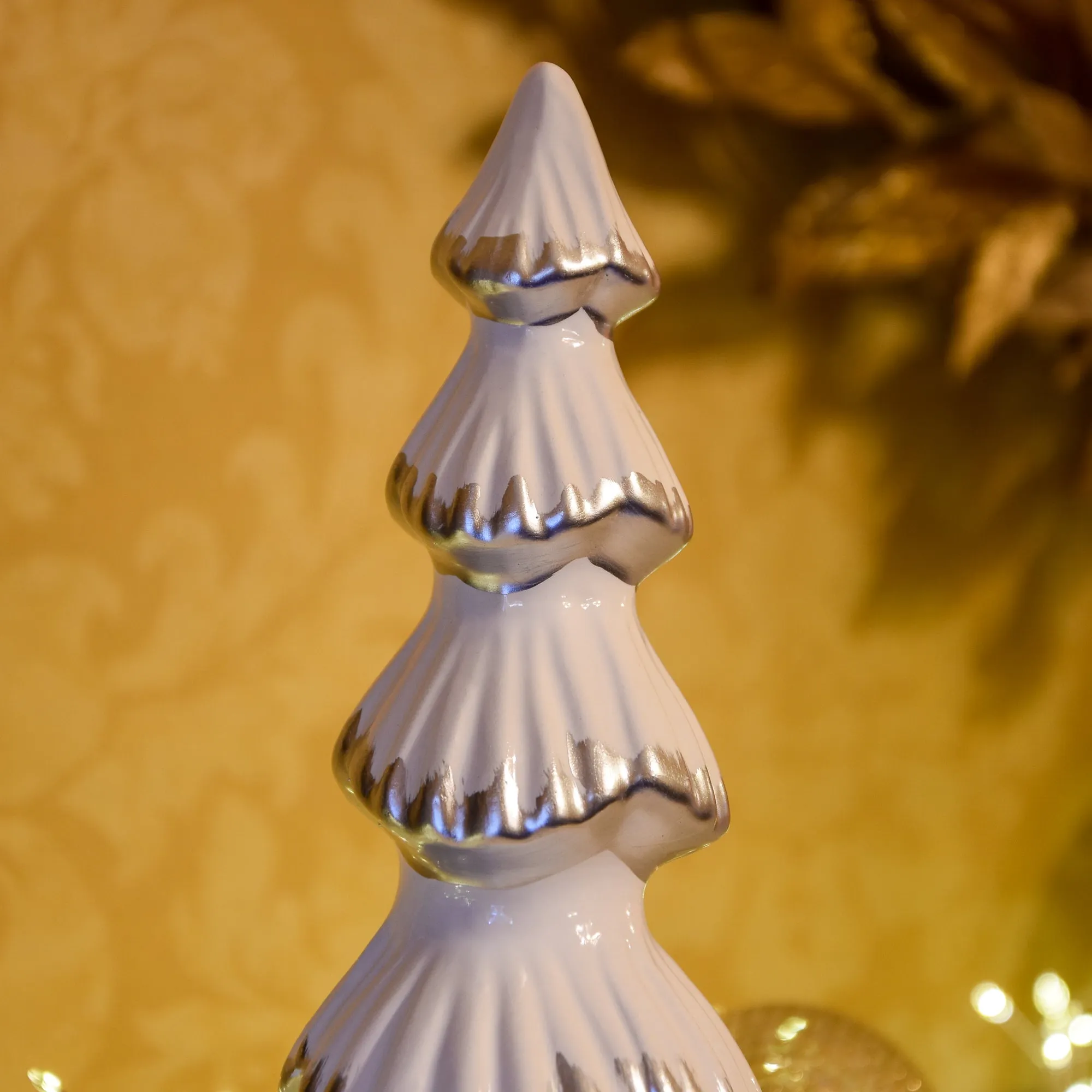 Classic Style White & Silver Ceramic Christmas Tree