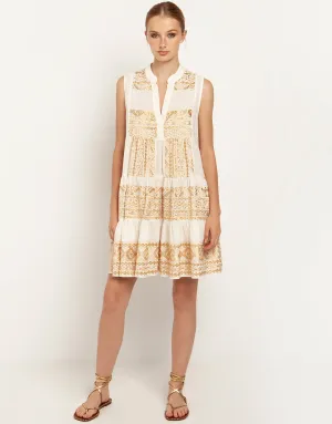 Classic Triangle Sleeveless Mini Dress - Natural and Gold