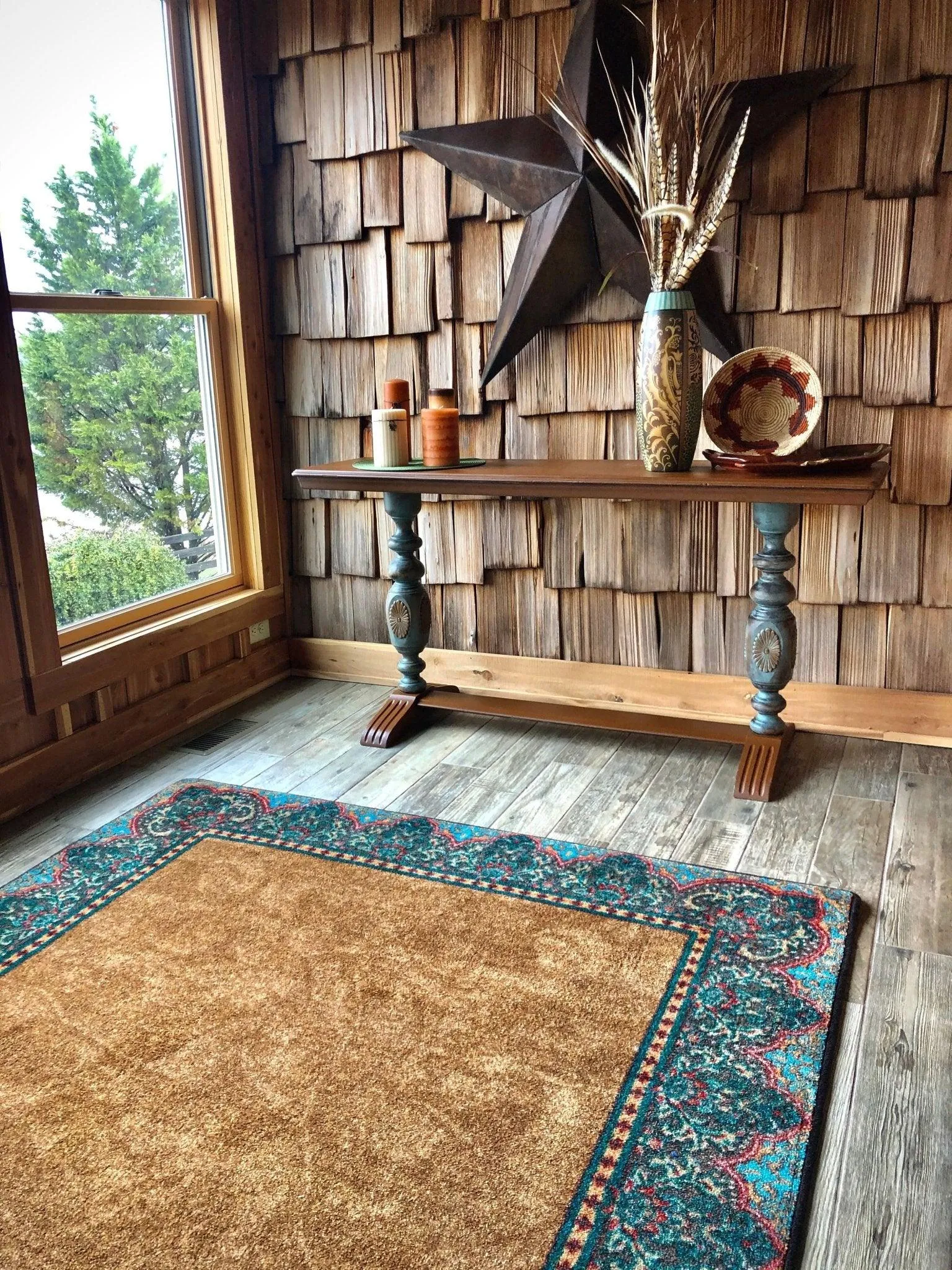 Cognac & Turquoise ~ Elegant Western Rugs