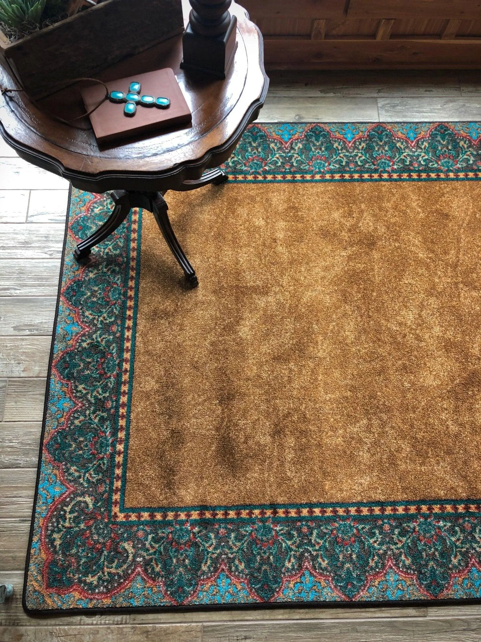 Cognac & Turquoise ~ Elegant Western Rugs