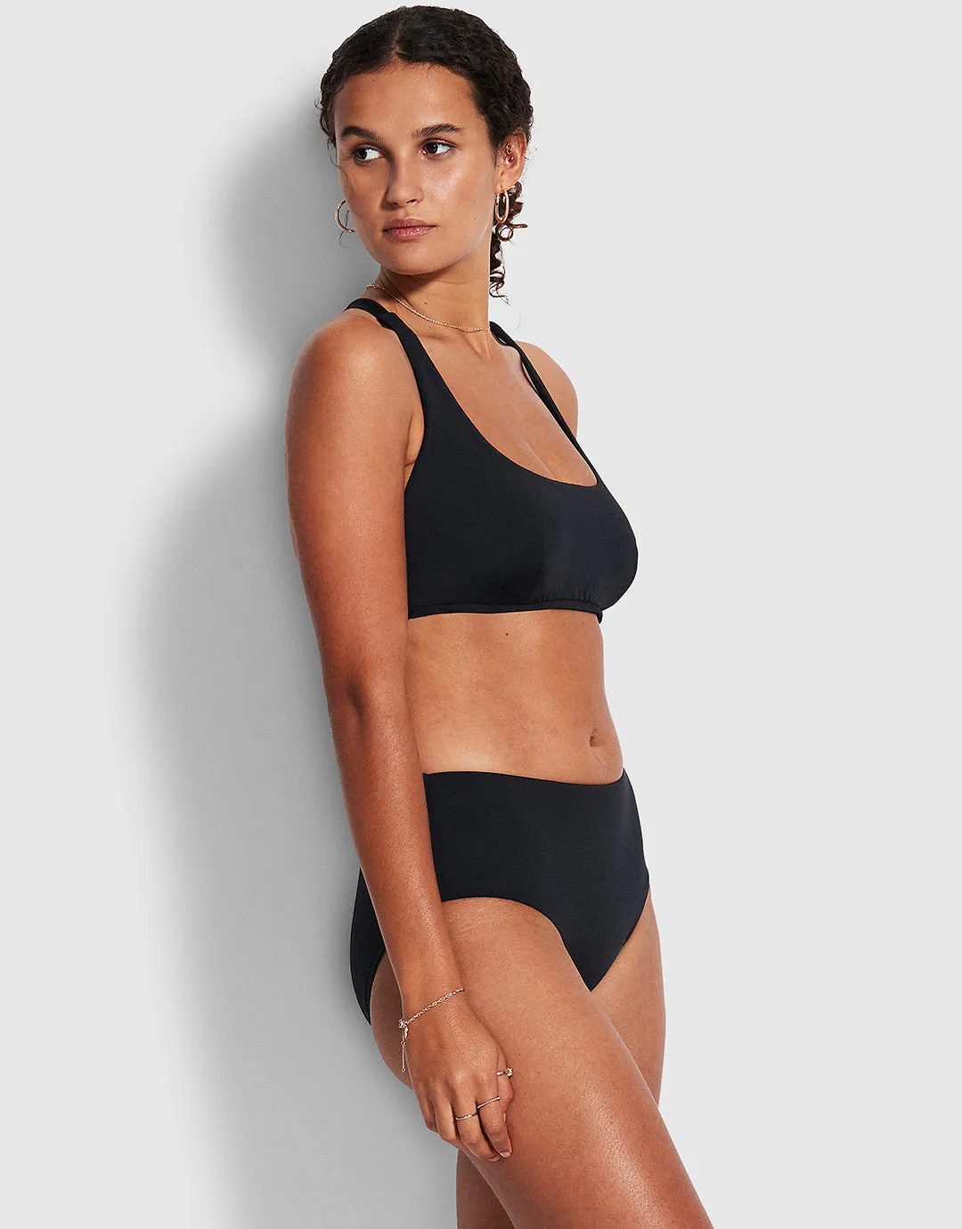 Collective Wide Side Retro Bikini Pant - Black