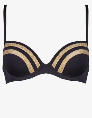Construction Moulded Underwired Bikini Top - Black