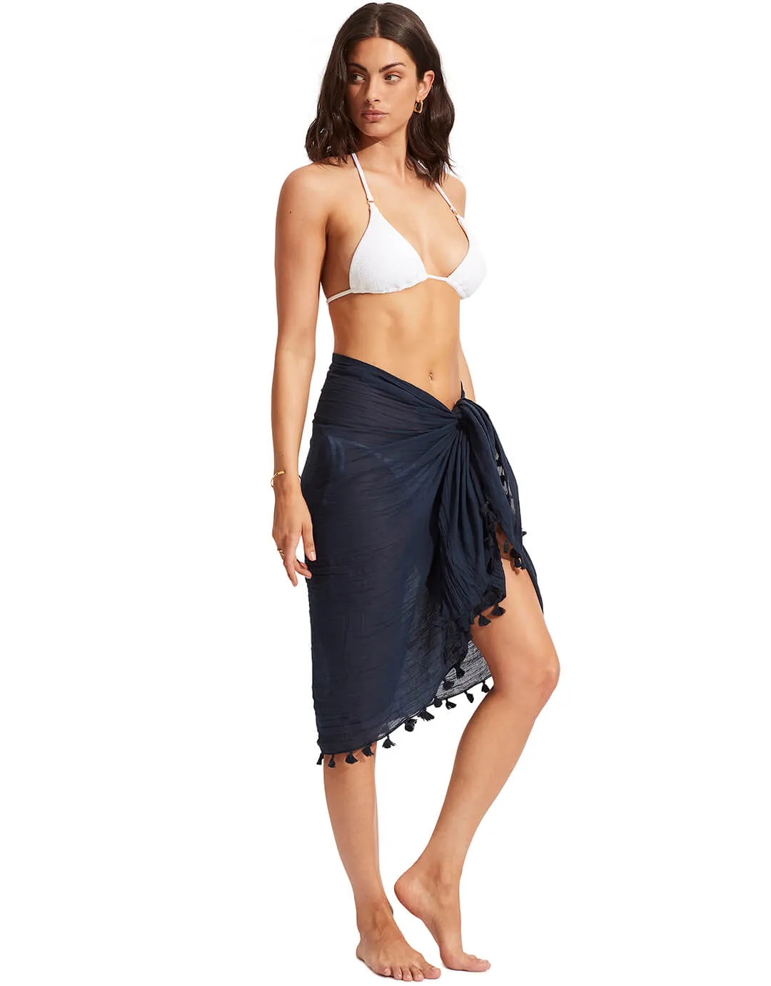 Cotton Gauze Sarong - Indigo