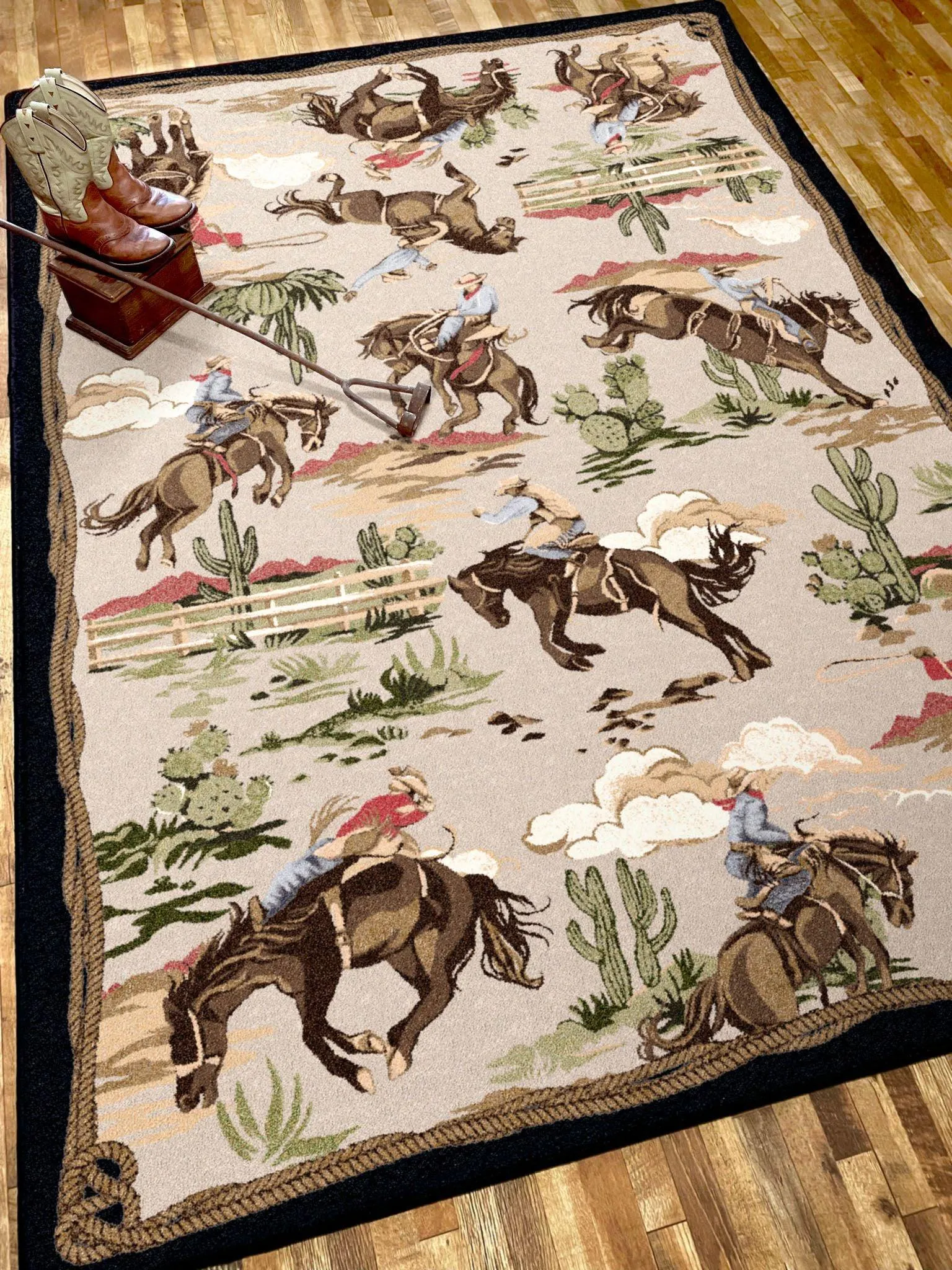 Cowboys & Broncs Western Rugs serving tray, cheese board