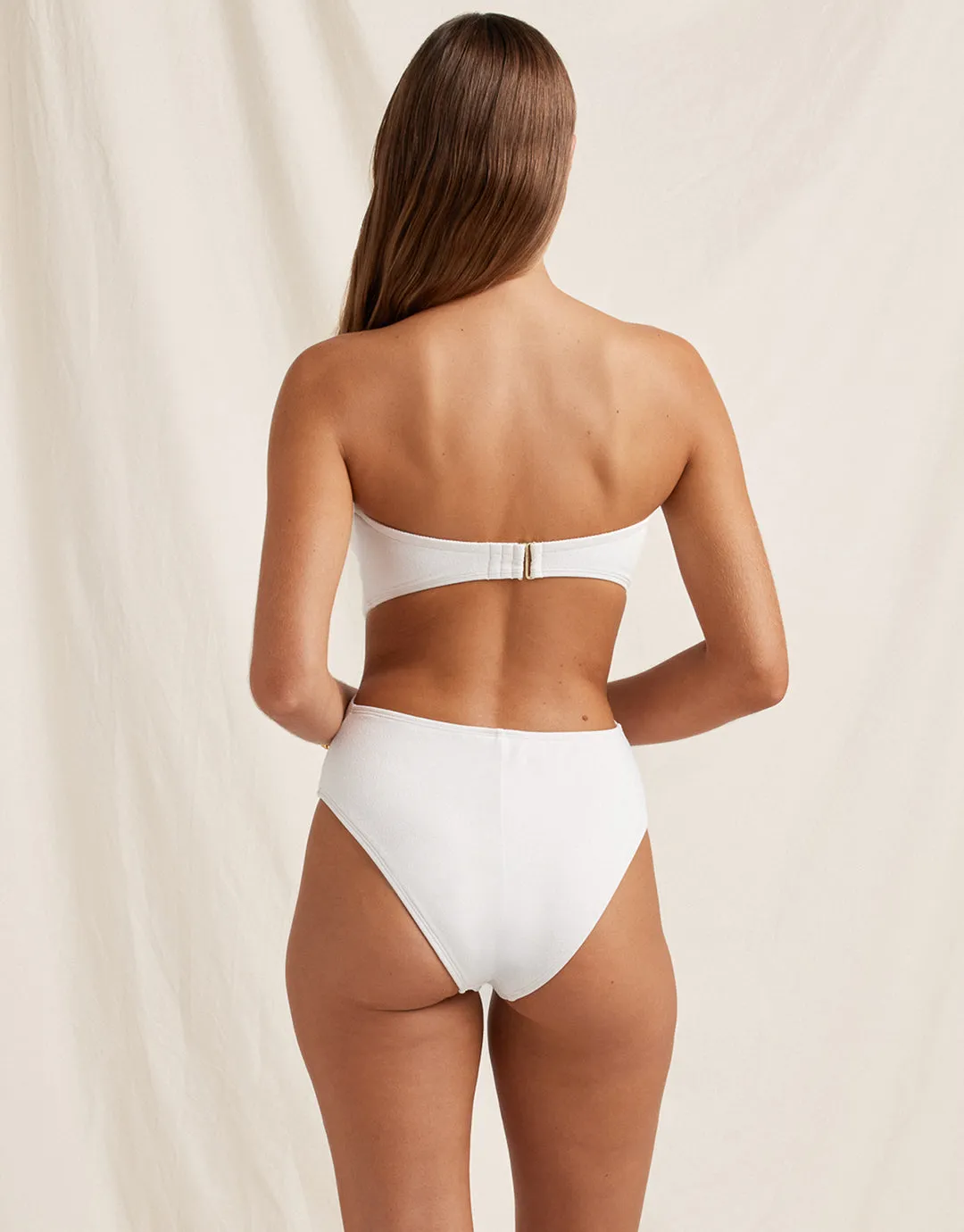 Creme Memoir Embroidered Strapless Swimsuit - White