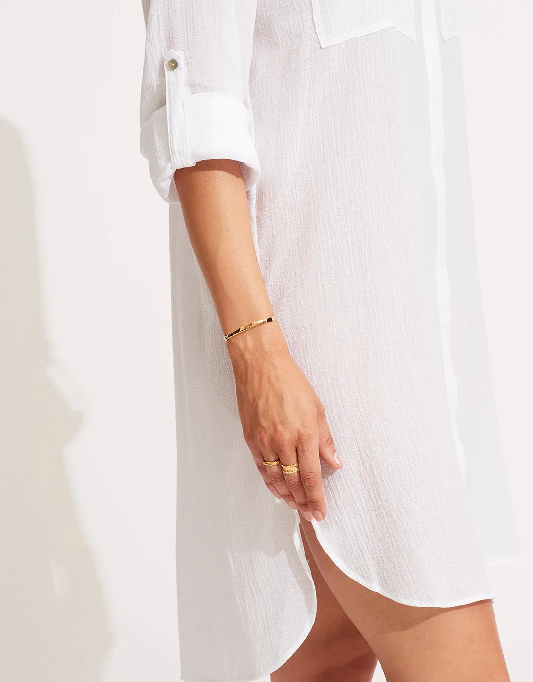 Crinkle Twill Beach Shirt - White