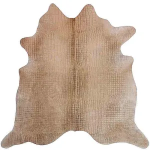 Croc Embossed Pattern on Natural Beige Cowhide fire pit, outdoor fire bowl