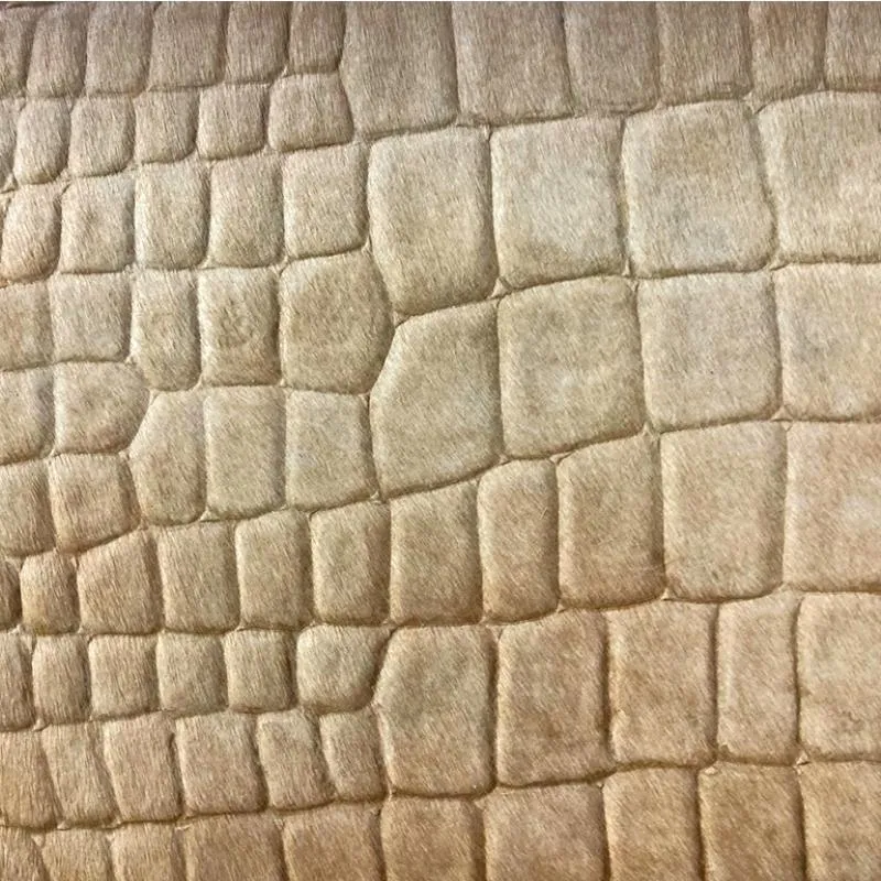 Croc Embossed Pattern on Natural Beige Cowhide