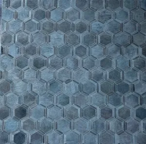 Custom Cowhide Honeycomb Blue Area Rug - Textured Luxury Accent USA rug, patriotic rug