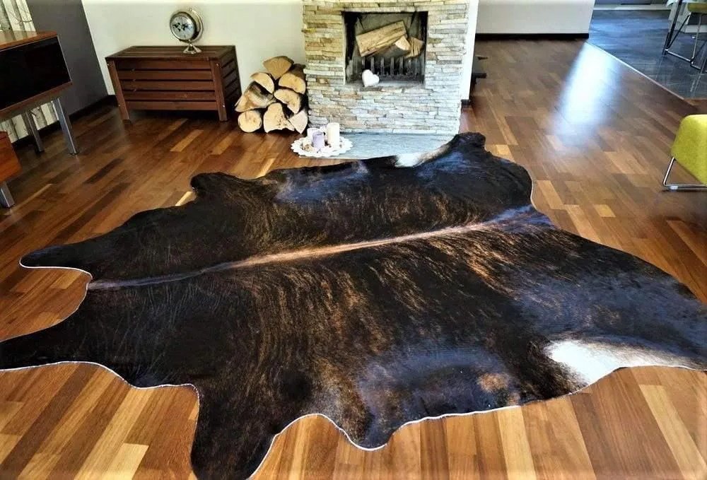 Dark Brindle Brazilian Cowhide Rug