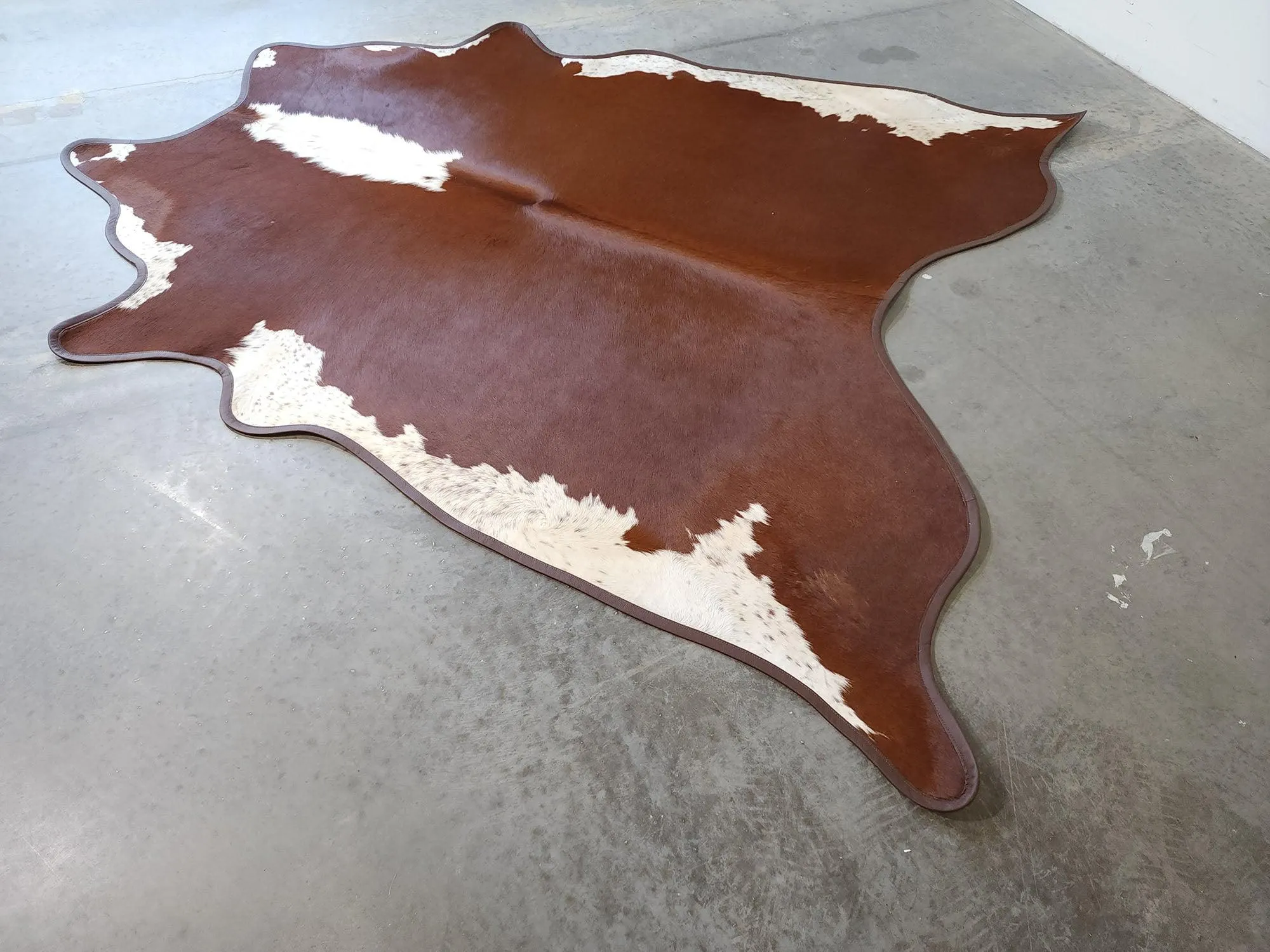 Dark Brown & White Cowhide w/ Leather Trim