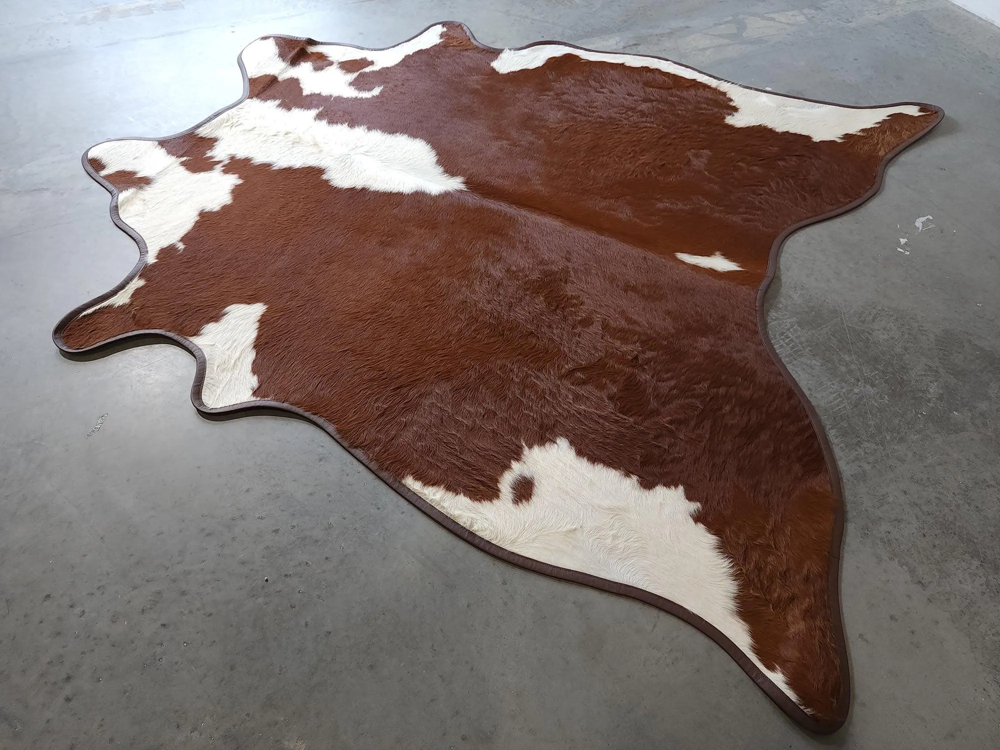 Dark Brown & White Cowhide w/ Leather Trim