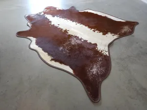 Dark Chocolate & White Cowhide w/ Leather Trim USA rug, patriotic rug
