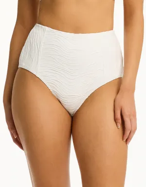 De Soleil Panelled High Waist Bikini Pant - White