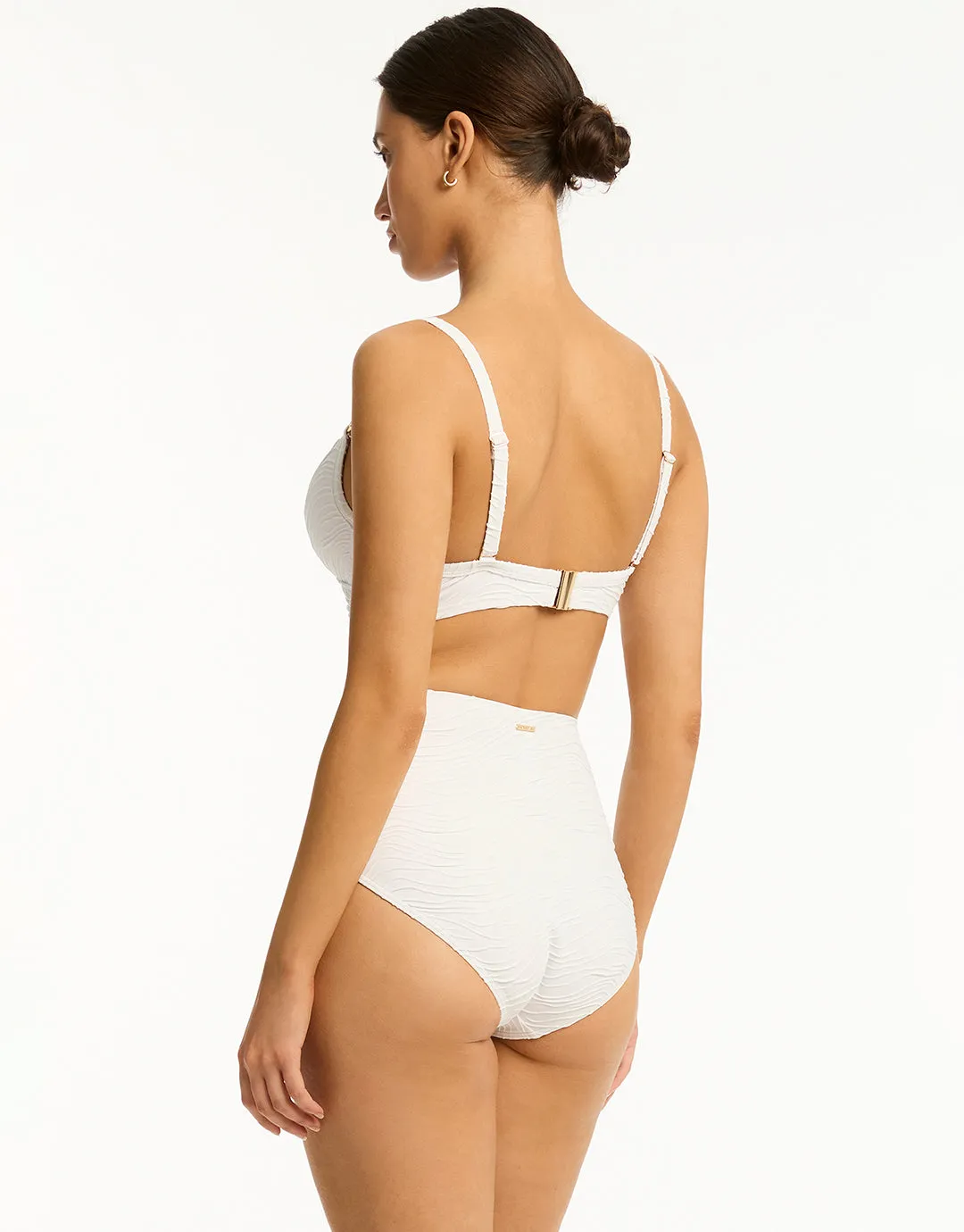 De Soleil Panelled High Waist Bikini Pant - White