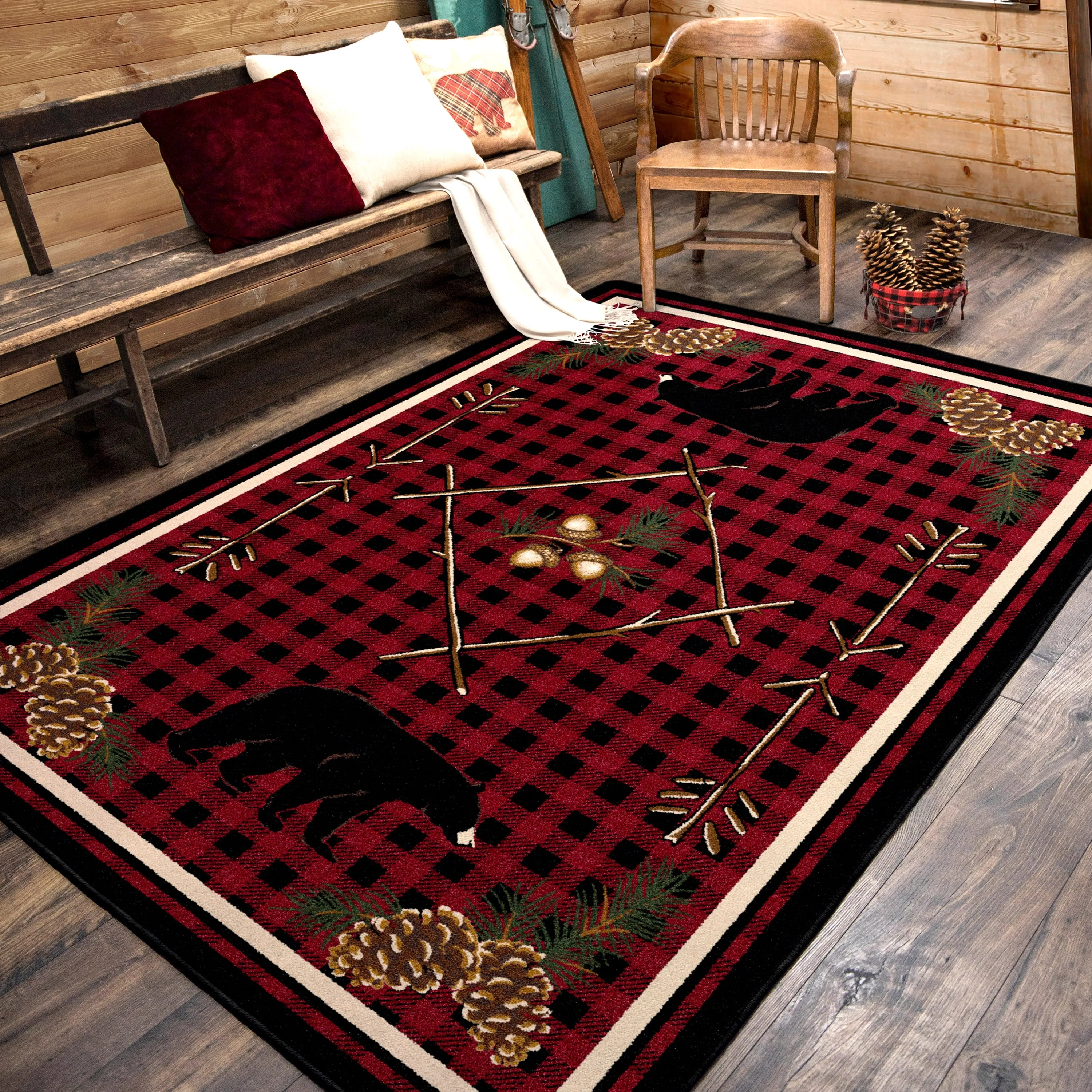 Deep Woods Lodge Rugs folding guest bed, rollaway bed