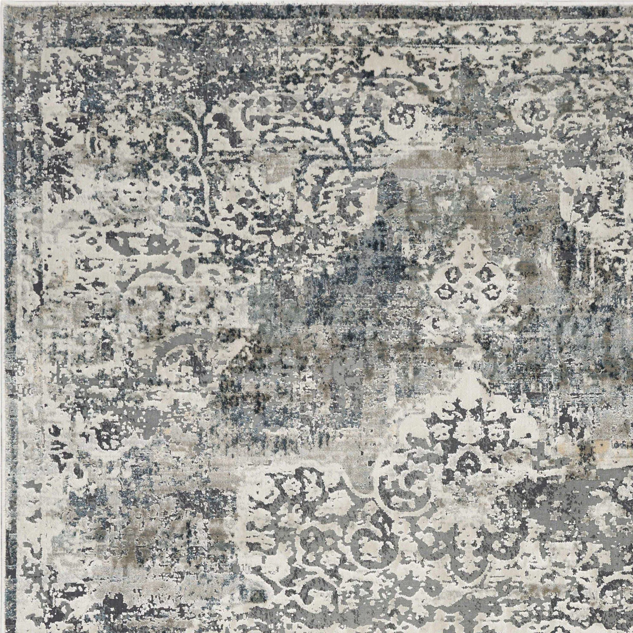 Distressed Grey Patterned Bentley Area Rug 9'x13'