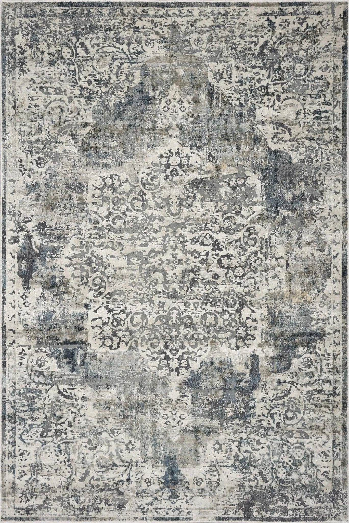 Distressed Grey Patterned Bentley Area Rug 9'x13' sectional couch, U-shape sofa