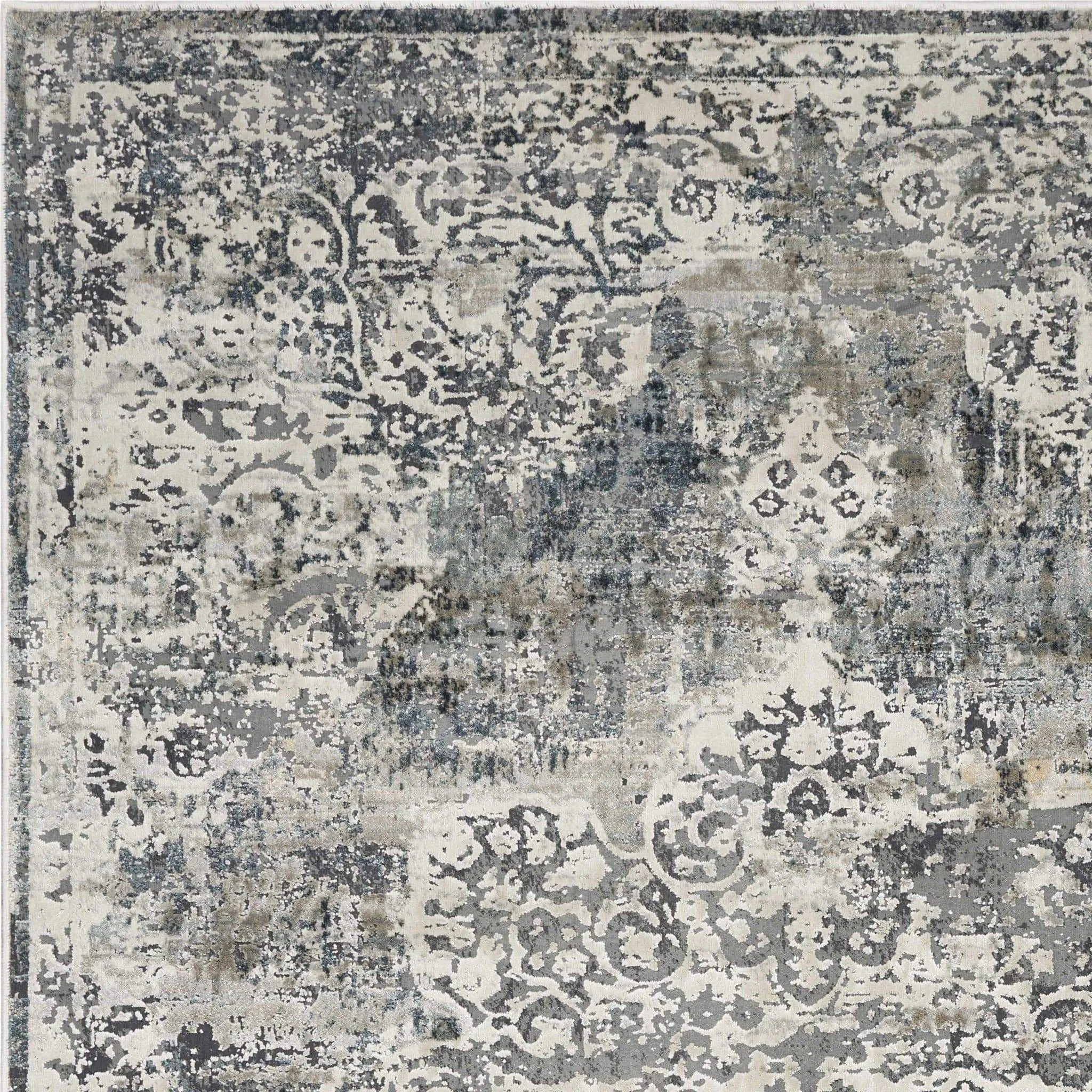 Distressed Grey Patterned Bentley Rug 3'x5'
