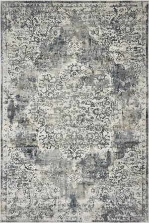 Distressed Grey Patterned Bentley Rug 3'x5' sectional couch, U-shape sofa