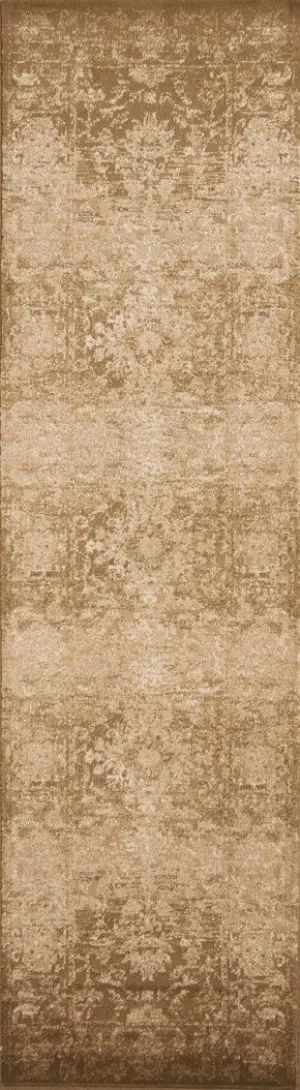 Distressed Patterned Beige Floor Runner sectional couch, U-shape sofa