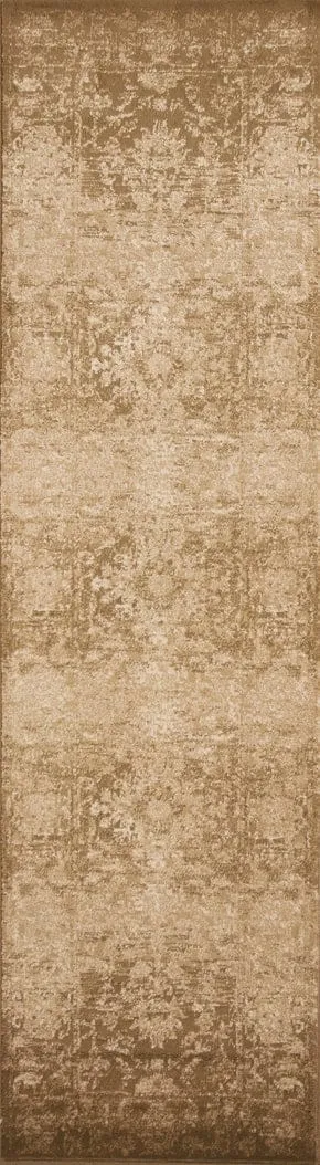 Distressed Patterned Beige Floor Runner sectional couch, U-shape sofa