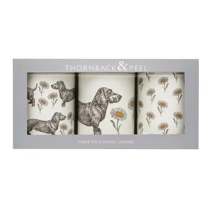 Dog & Daisy Set 3 Round Caddies, 11cm x 32cm x 15cm home accents, decorative items