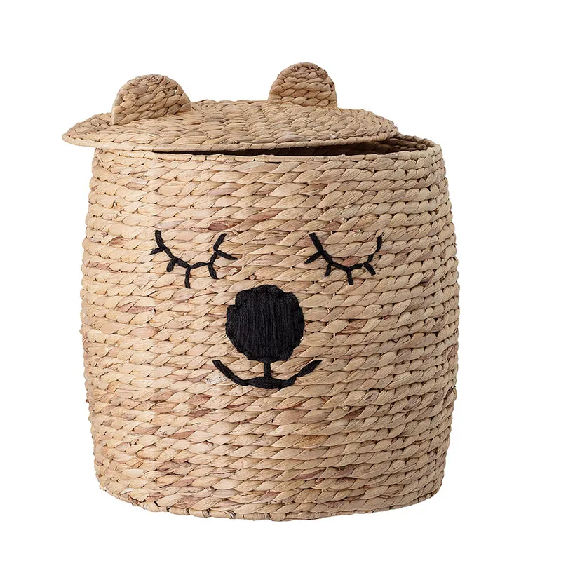 Dolma Water Hyacinth Basket With Lid, Natural