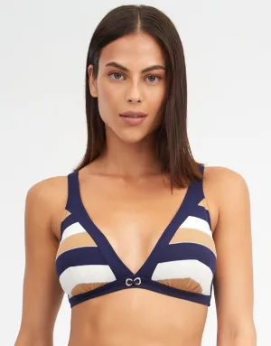 Doris Plunge Bikini Top - Stripe