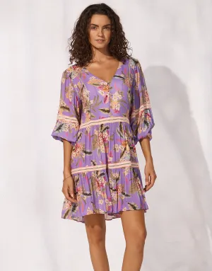 Dreamscape Tropics Mini Beach Tunic - Lilac Pastel