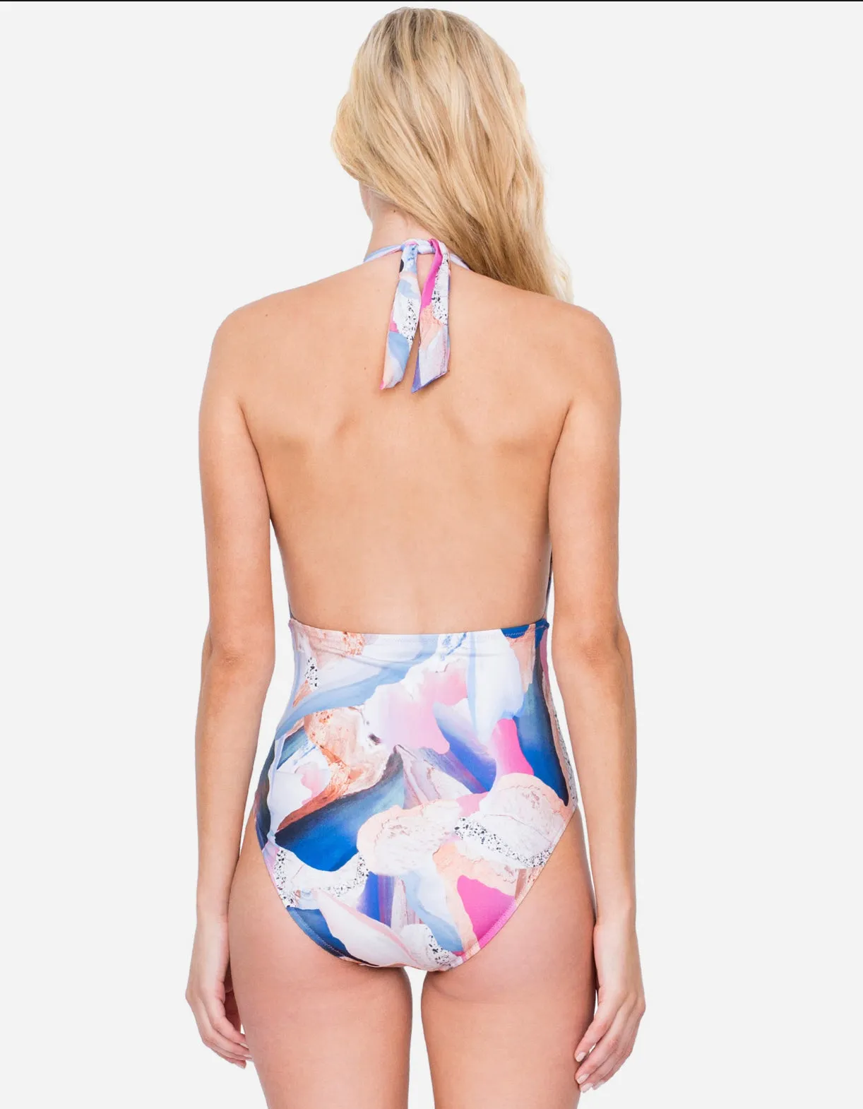 Dusk to Dawn Deep Plunge Halter Swimsuit - Multi