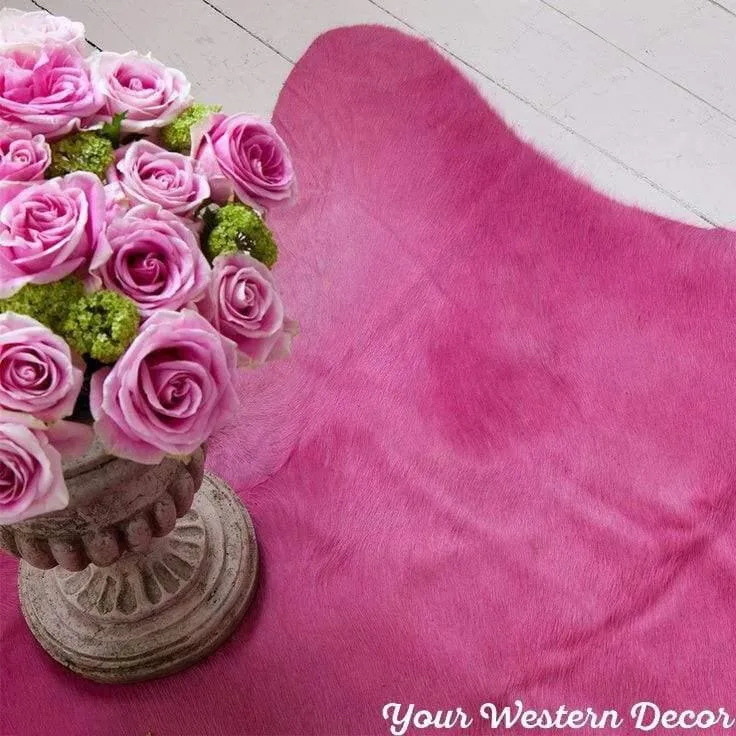 Dyed Pink Cowhide Rug