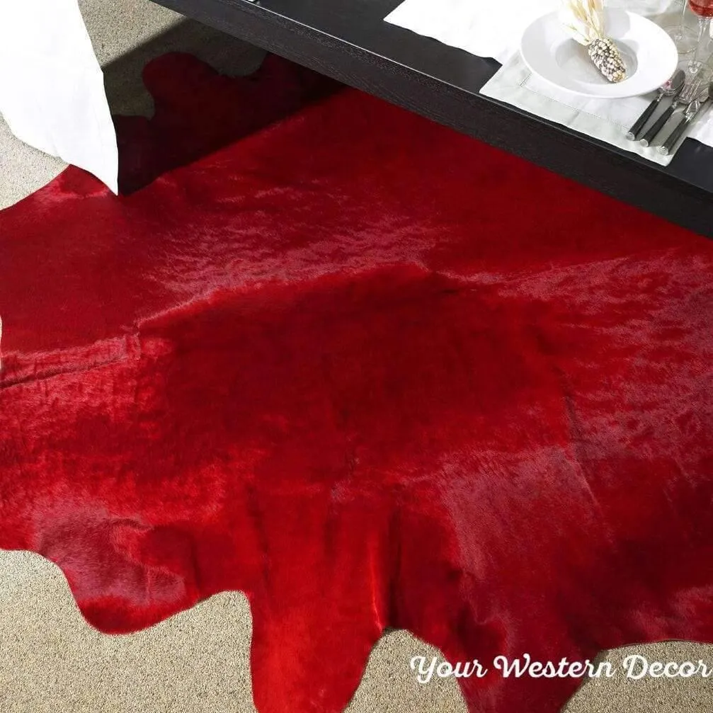 Dyed Red Cowhide Rug sectional couch, U-shape sofa