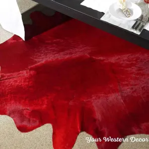 Dyed Red Cowhide Rug fire pit, outdoor fire bowl