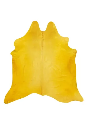 Dyed Yellow Cowhide Rug fire pit, outdoor fire bowl