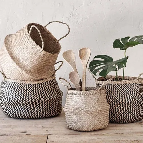 Ekuri Basket, Large, H40 x D40cm, Natural and Black