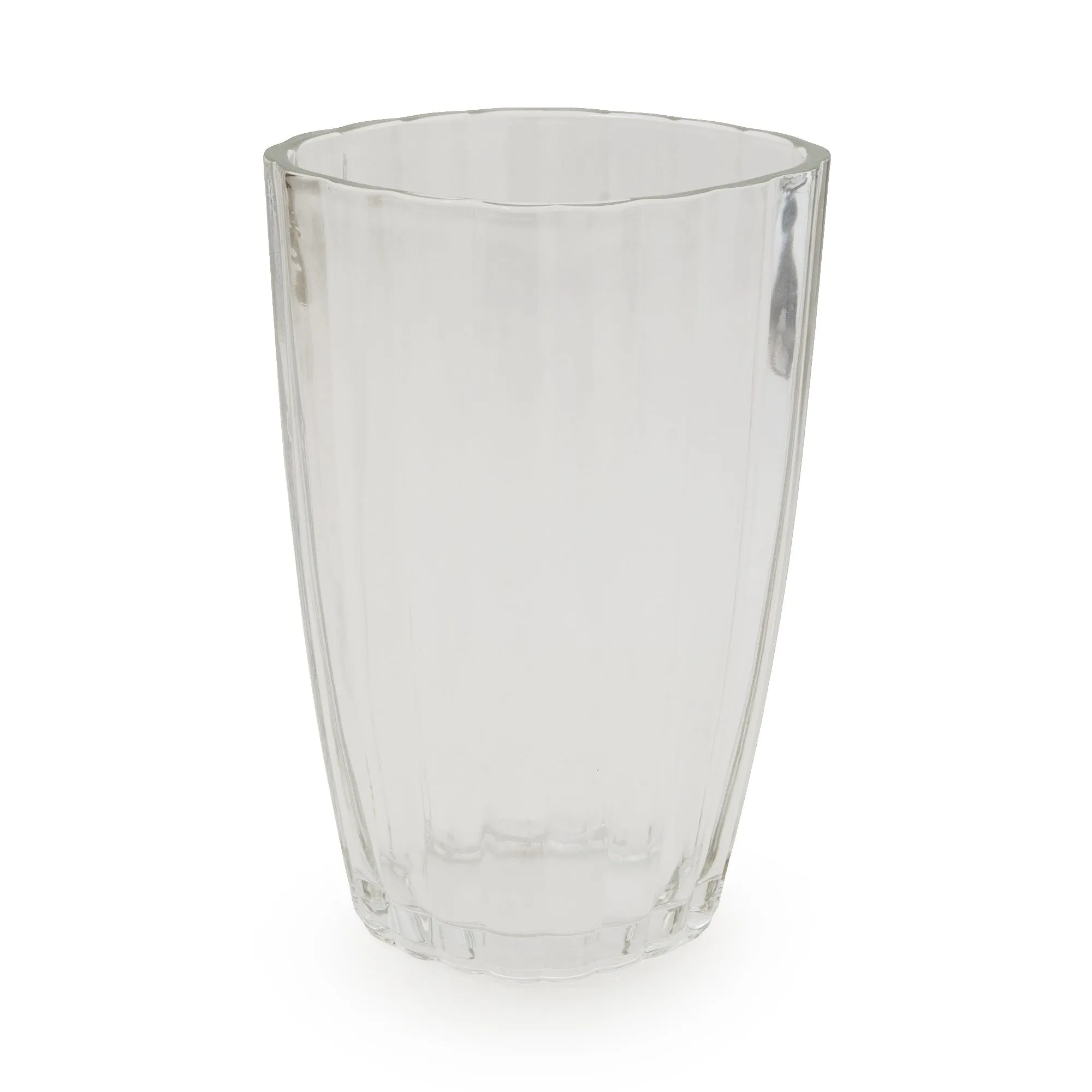 Elegant 24.5cm Clear Glass Vase with Charming Ridged Detail