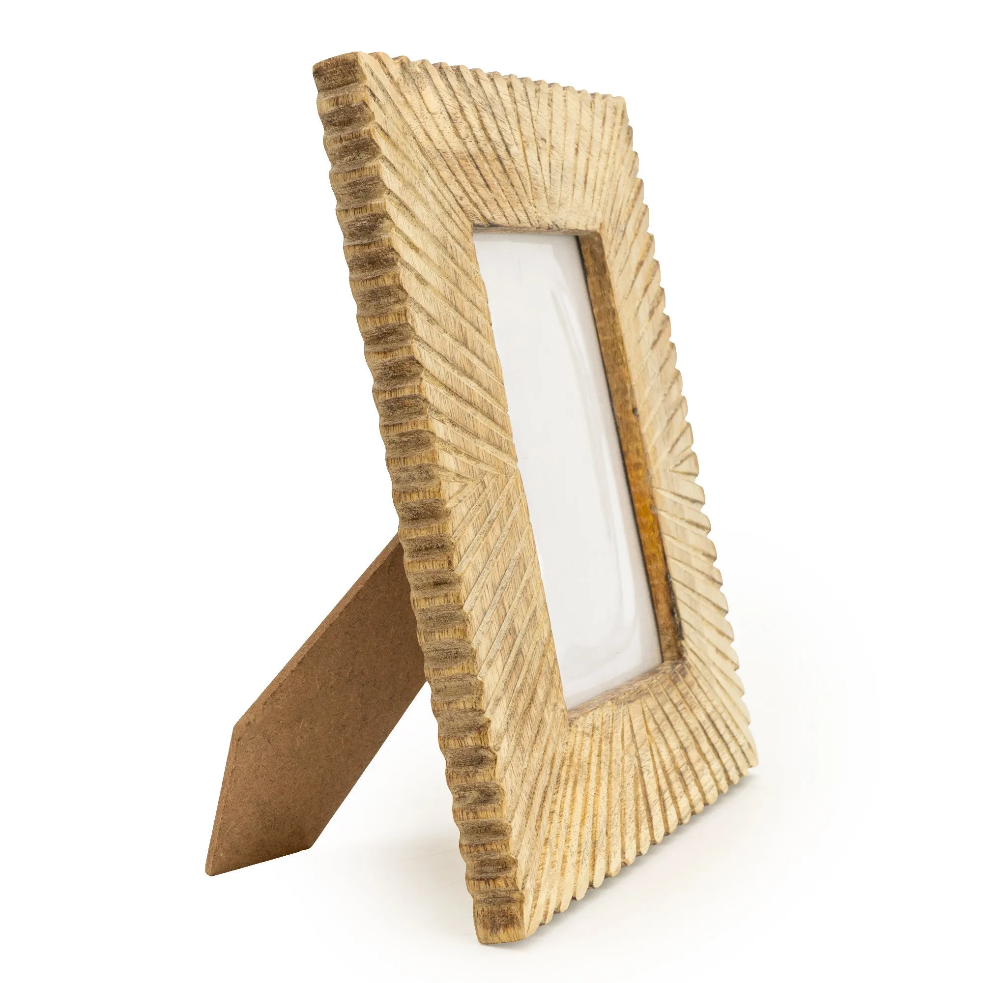 Elegant 5X7 Mango Wood Photo Frame with Stylish Etched Lines