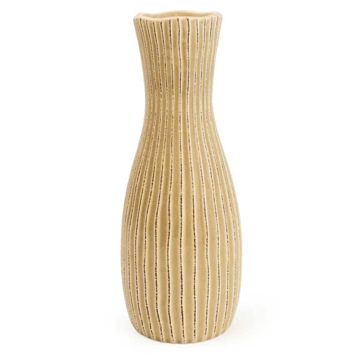 Elegant & Stylish Cream Bottle Ridged Vase