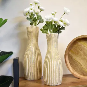 Elegant & Stylish Cream Bottle Ridged Vase kitchen essentials, utensils set