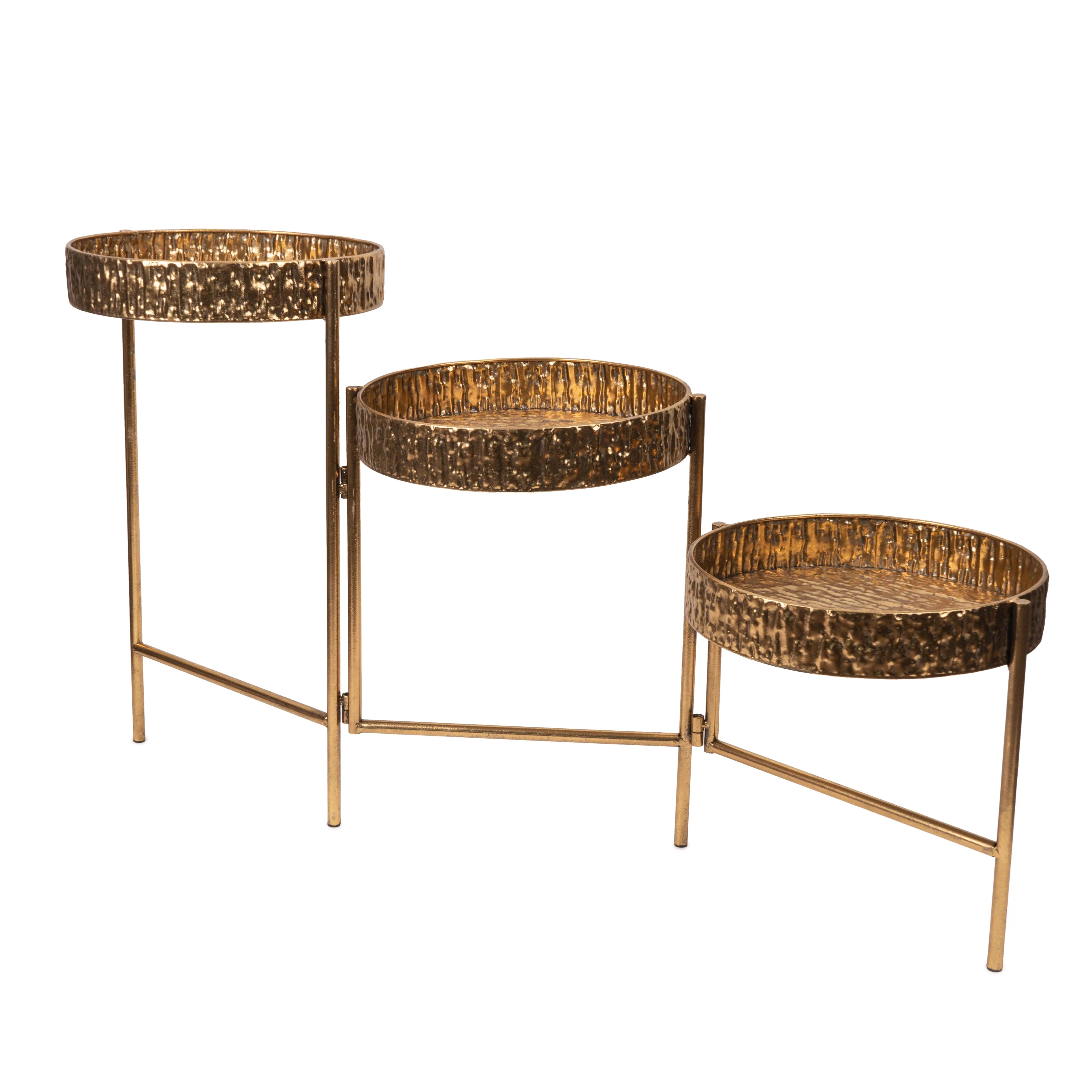Elegant Antique Gold 3-Tier Metal Planter Stand