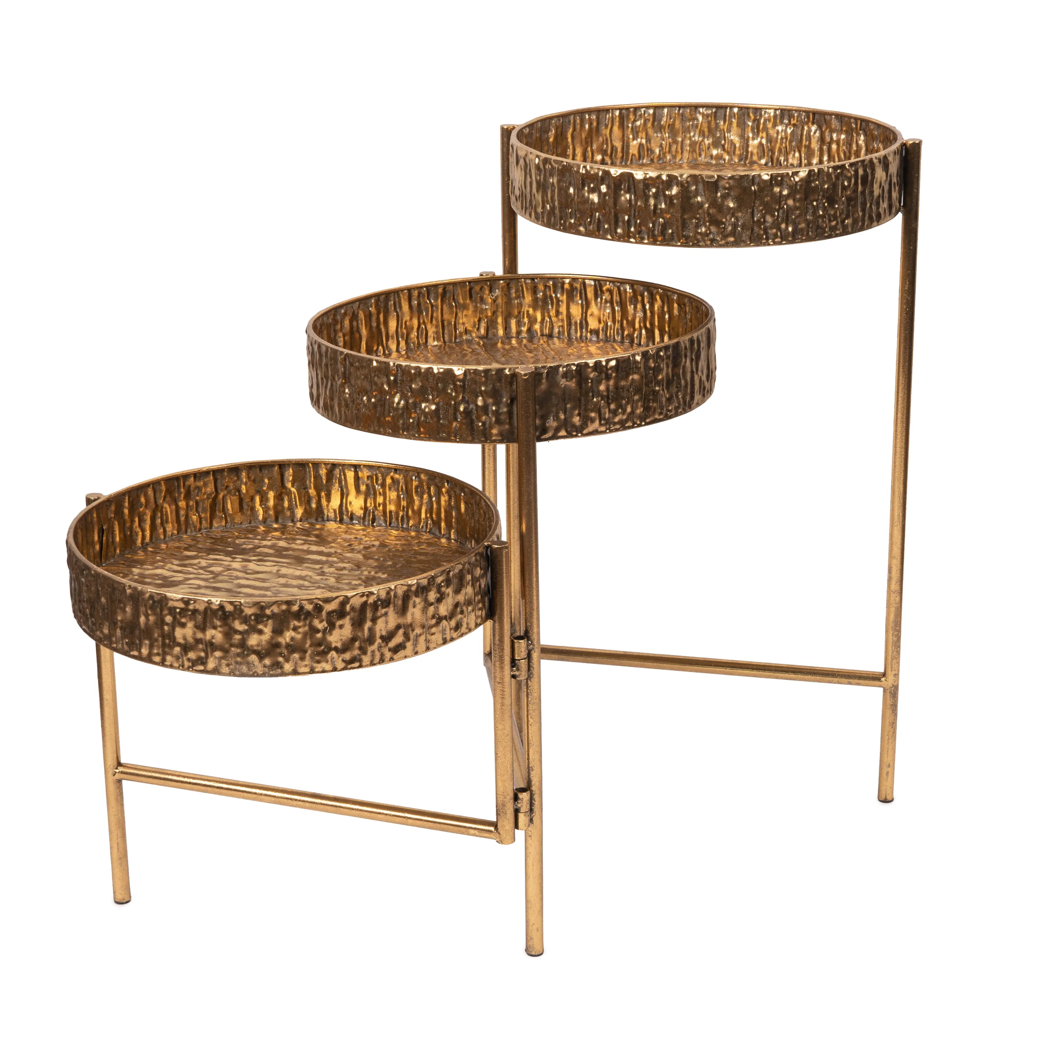 Elegant Antique Gold 3-Tier Metal Planter Stand