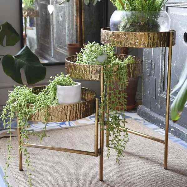 Elegant Antique Gold 3-Tier Metal Planter Stand