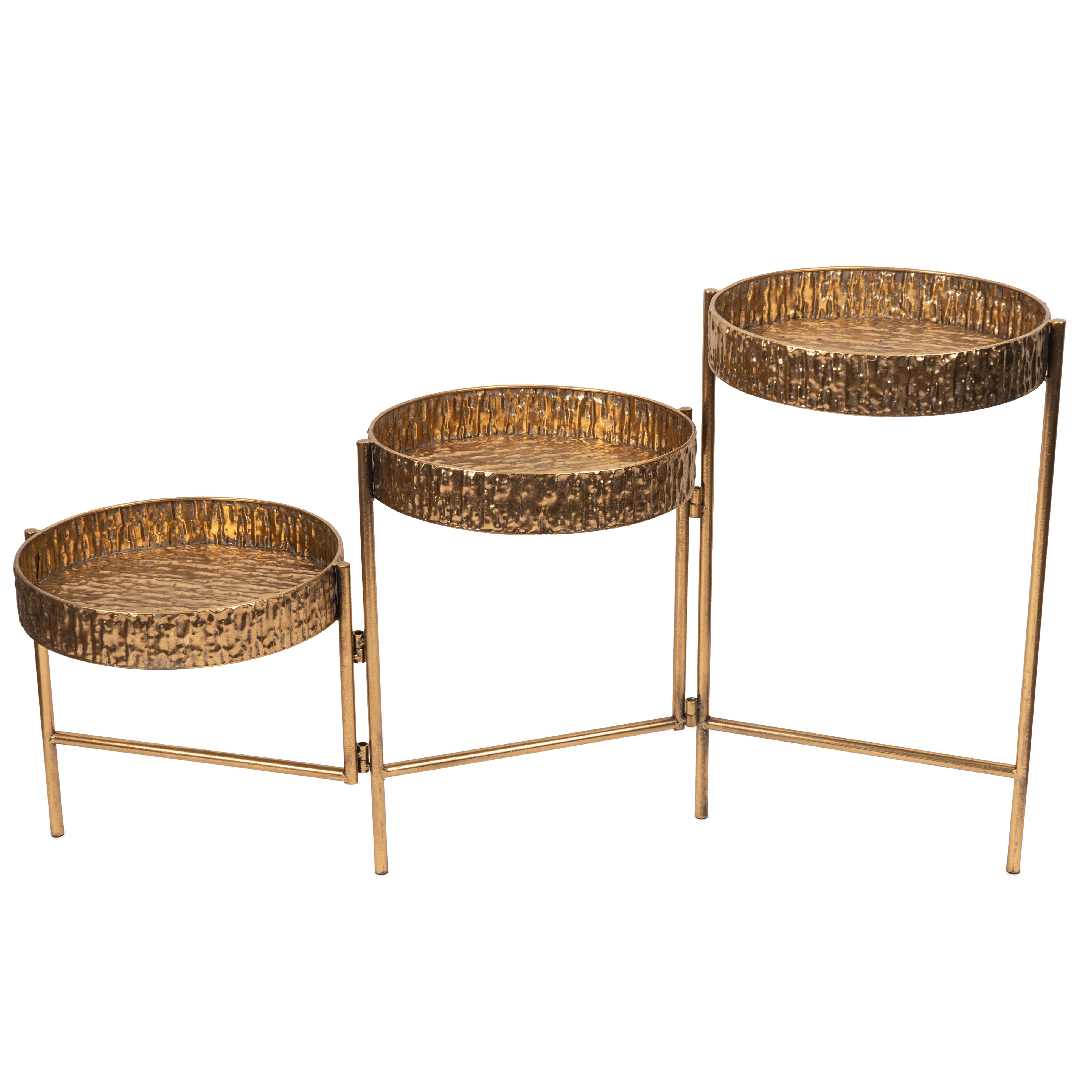 Elegant Antique Gold 3-Tier Metal Planter Stand