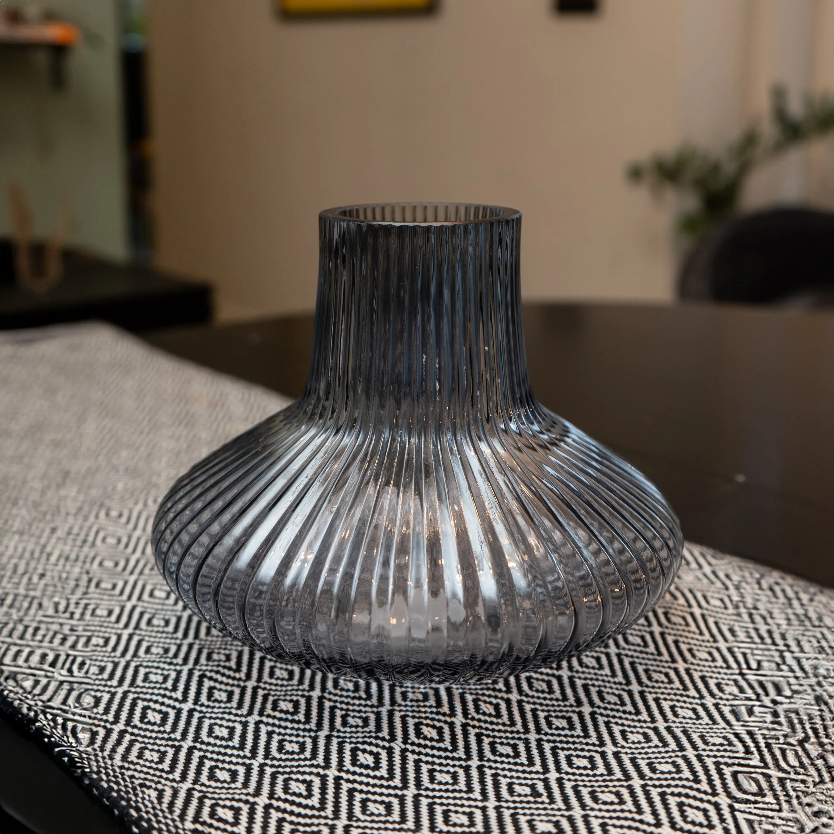Elegant Blue Ridged Bottle Vase kitchen essentials, utensils set