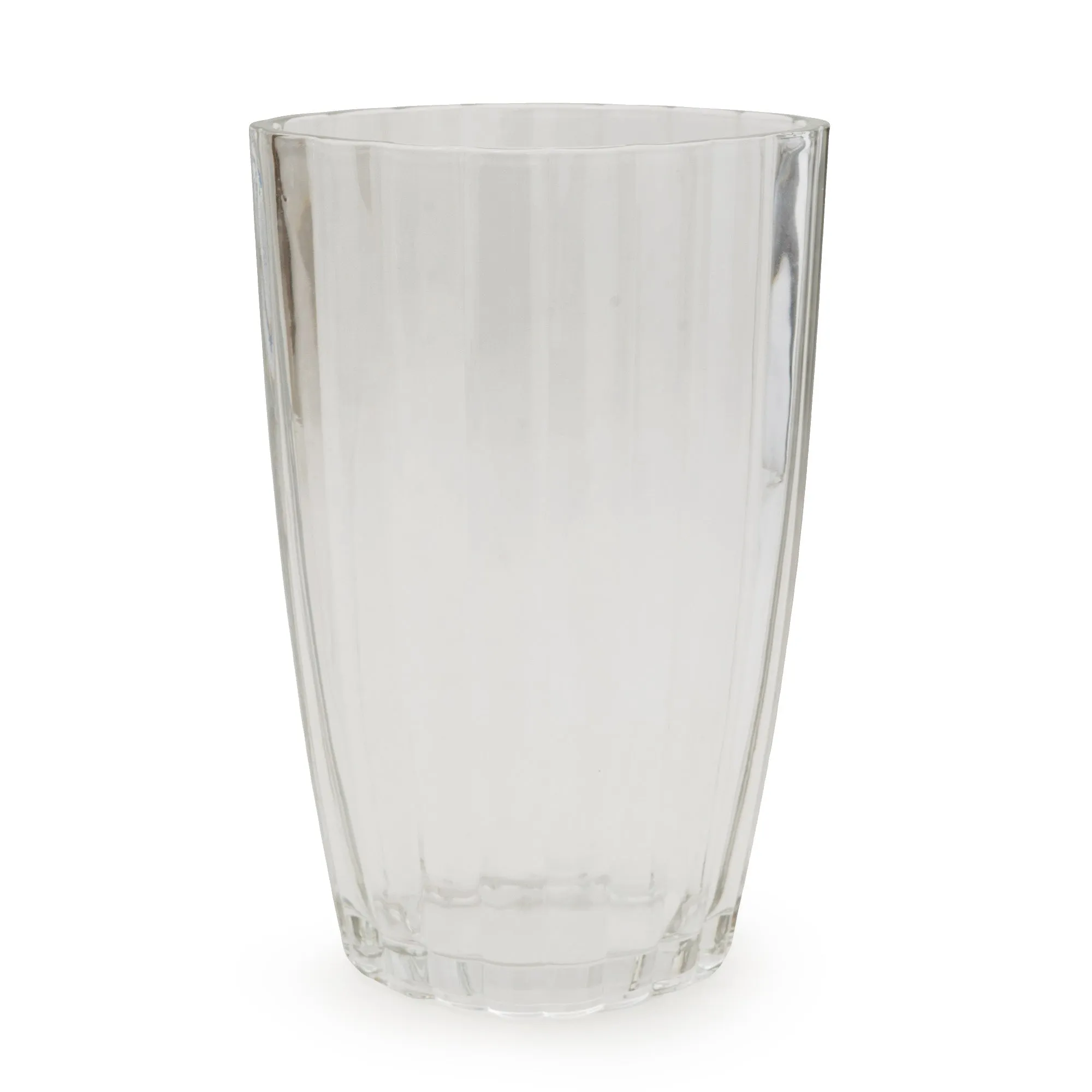 Elegant Clear Glass Vase with Stylish Ridges
