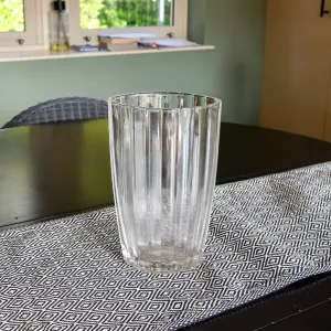 Elegant Clear Glass Vase with Stylish Ridges kitchen essentials, utensils set